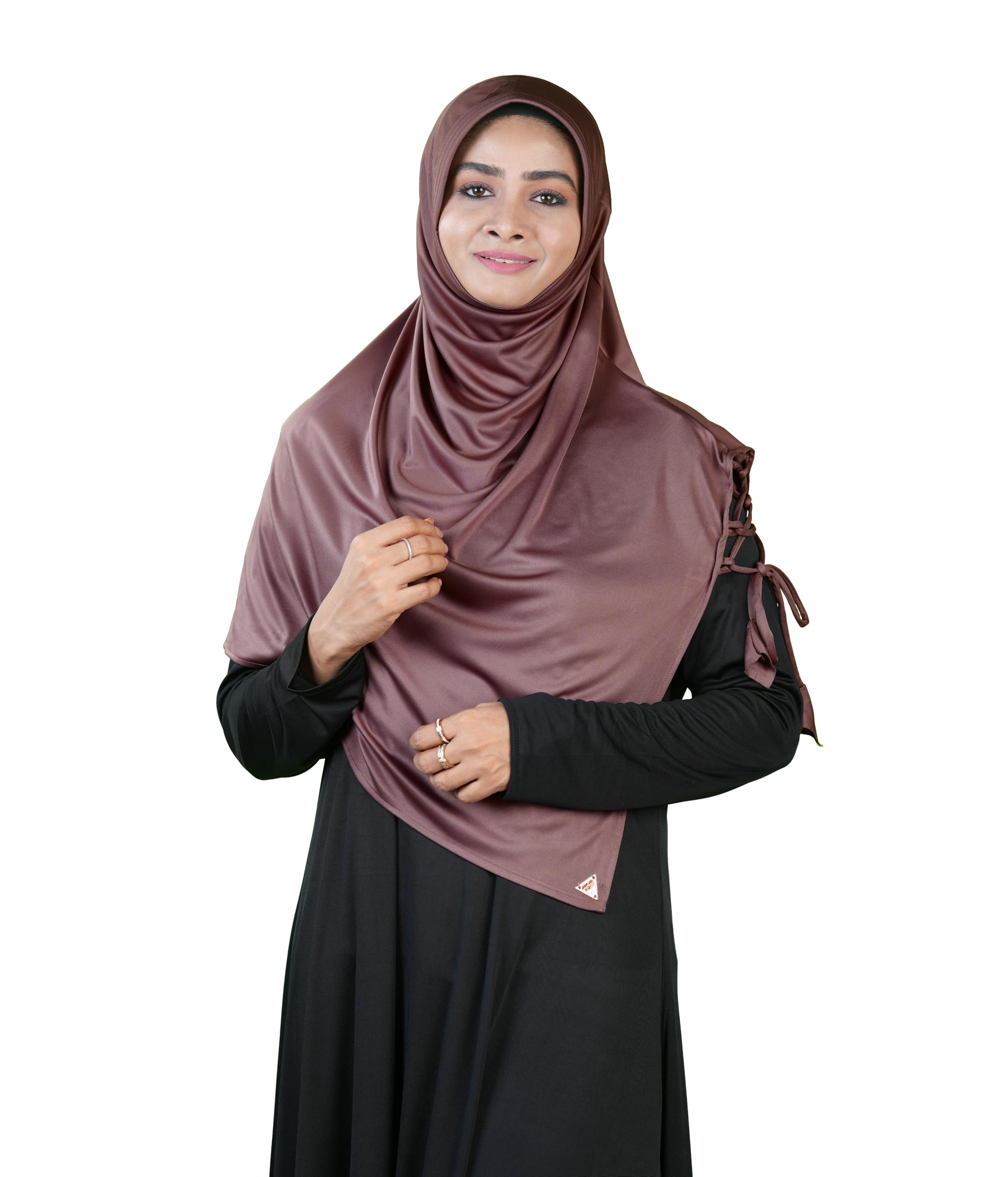 mehar Hijab Soft Stretchable Ready-to-Wear Hijab Scarf for Muslim Women | Soft Stylish Lace-Up Shoulder Stone Work Design Women & Teenagers Hijab Famya-picture-4