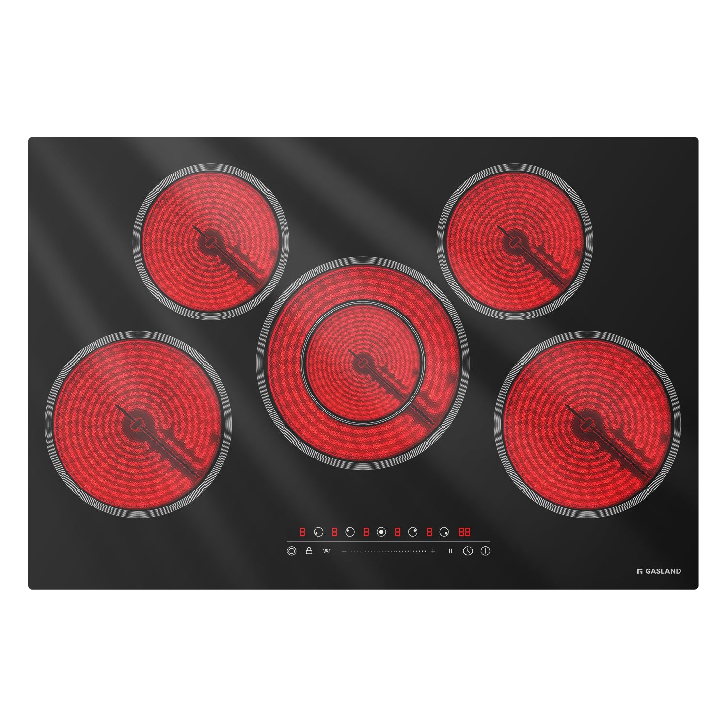 GASLAND 30 Inch Electric Cooktop 5 Burners, 8200W Built-in Radiant Glass Stove Top, 220-240V Electric Ceramic Cooktop with 9 Power Levels, Slide Touch