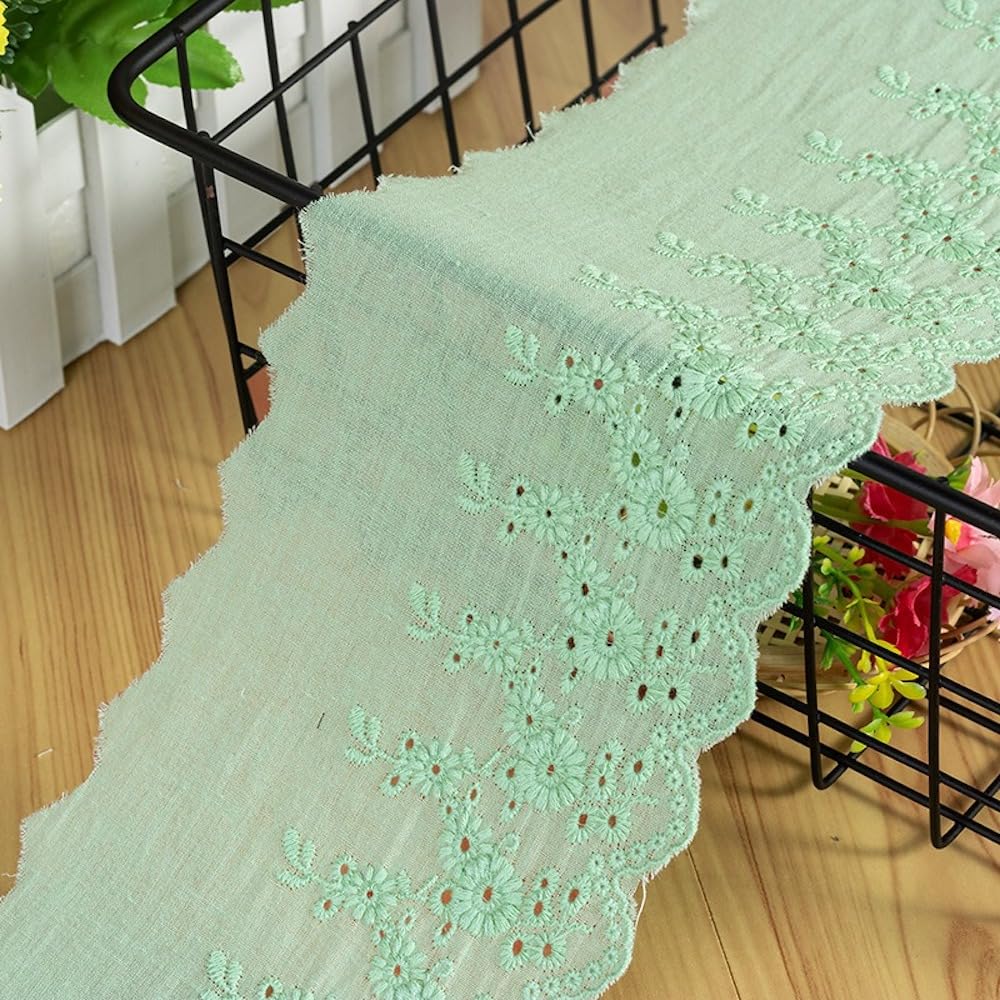 1 Yard 11 cm Embroidery Cotton Lace Ribbon Lace Trim Vintage Decorative Ribbon Trim Lace Ribbons Lace Fabric Lace Trimmings for DIY Crafts Sewing Wedding Decoration Craft Decoration, Green