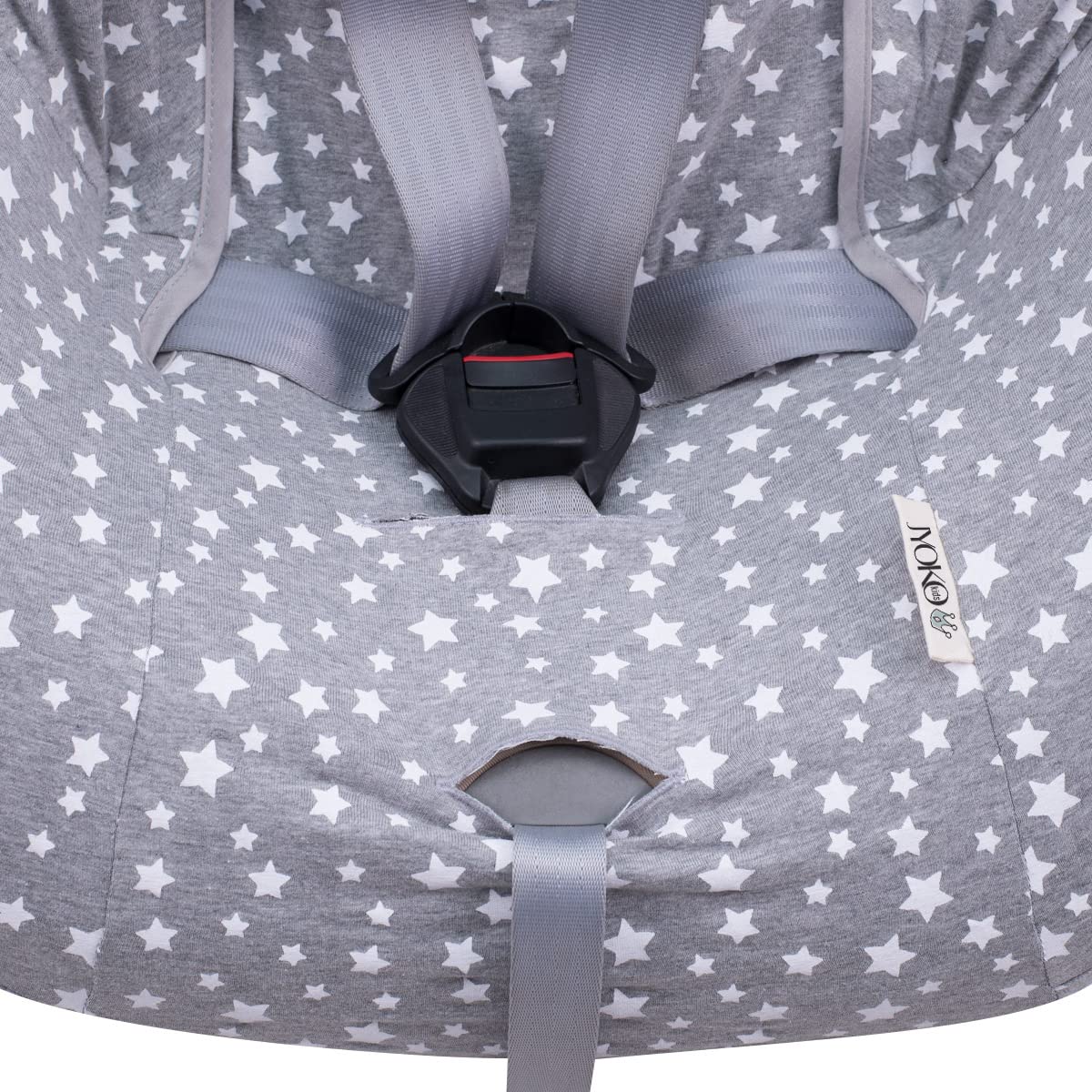 JYOKO KIDS Funda para Silla de Coche de Algodón Extra Suave Sin Cabezal (White Star)