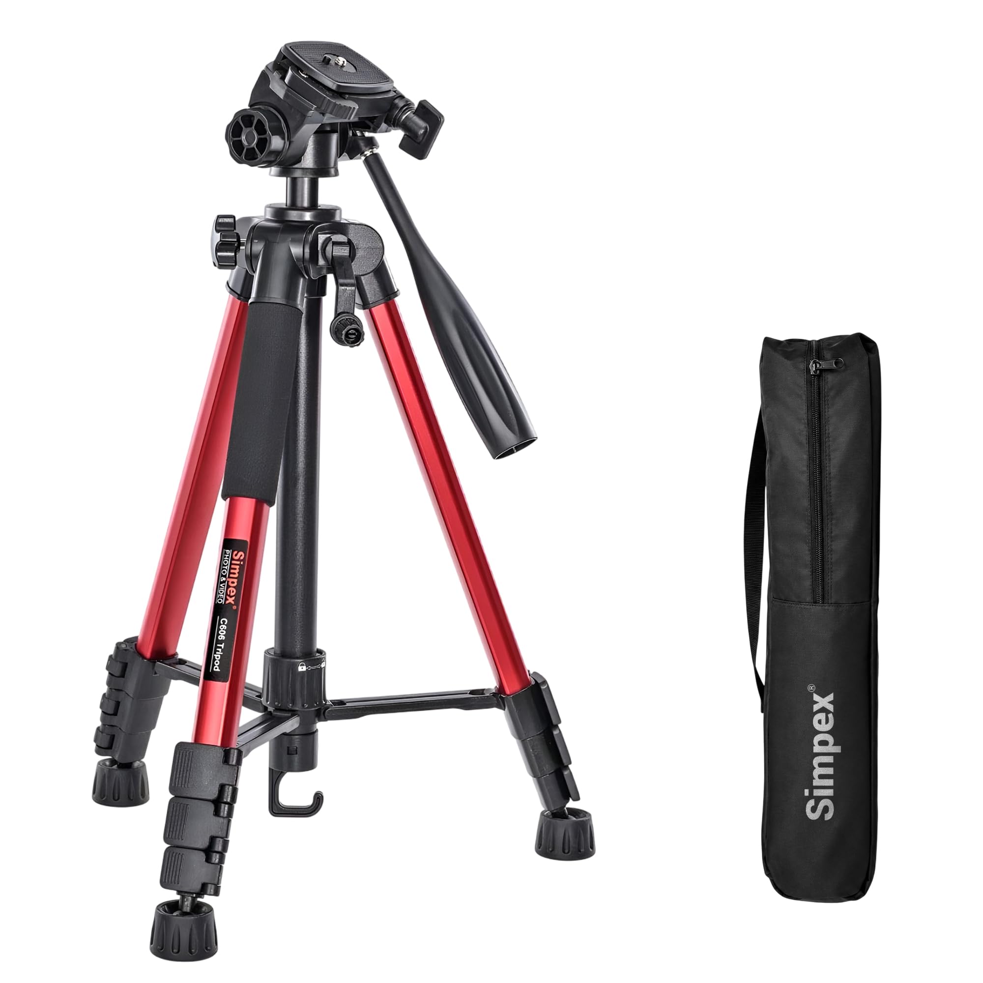 Simpex Tripod C-606 - Professional Tripod with Carry Bag (Red)-picture-21