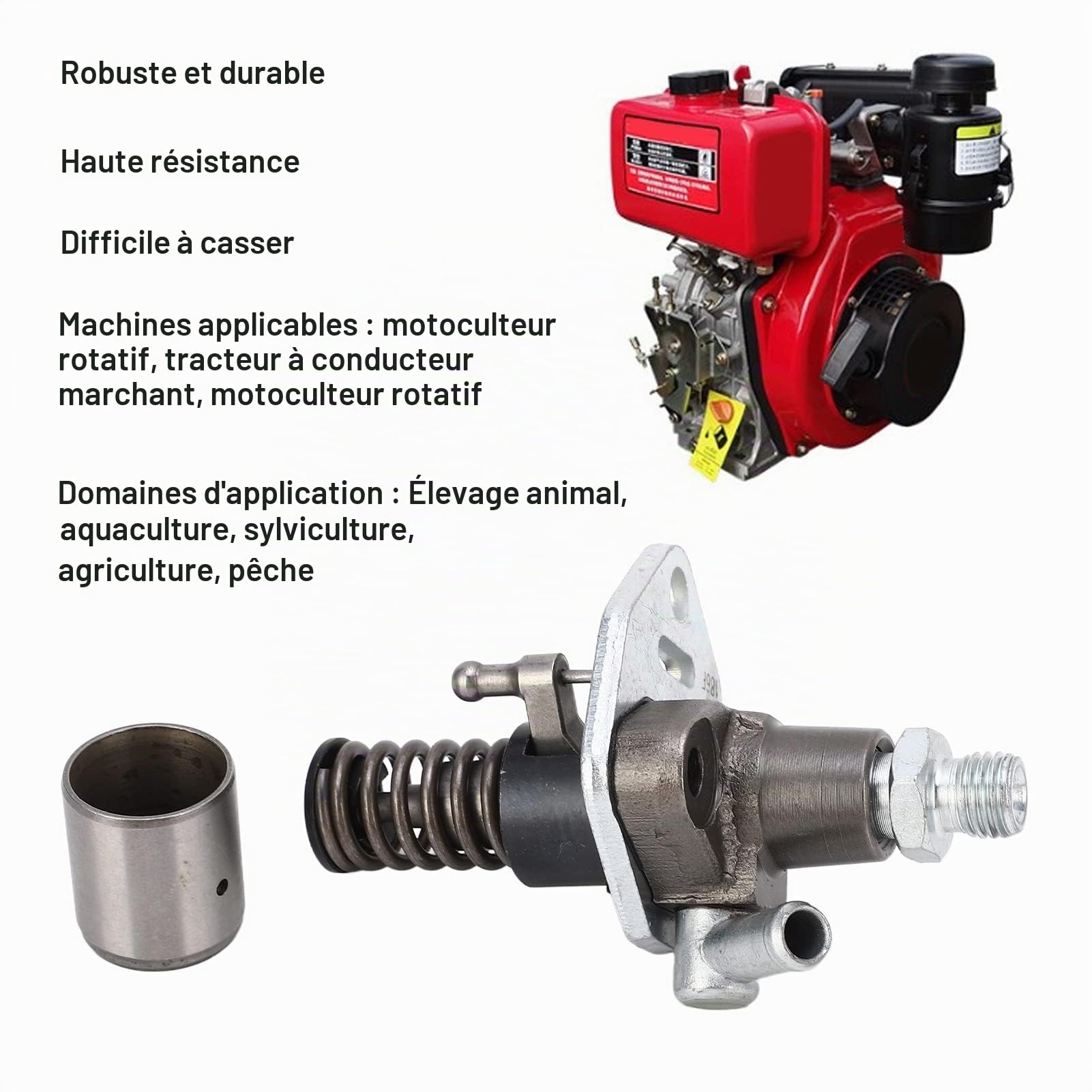 Pompe Injecteur de Carburant Diesel, Remplacement de Ensemble de Pompe Injection de Carburant 186F pour Moteur Diesel