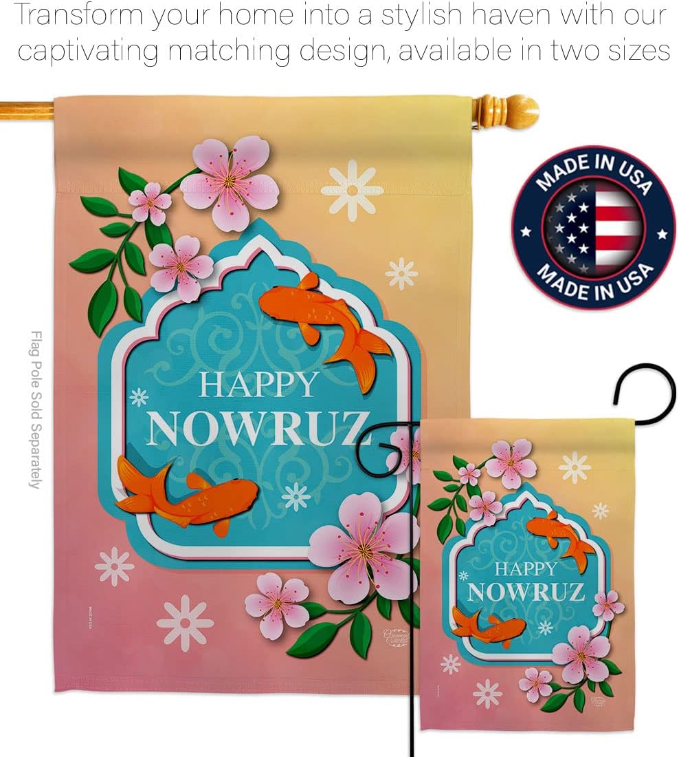 International Nowruz Day Dorm Decor Banner Wall Art Flag Pole Patio Lawn Garden Room Decorations Indoor Outdoor Tapestry Yard Signs Celebration Persian New Year Christian Religion Holiday Made In USA