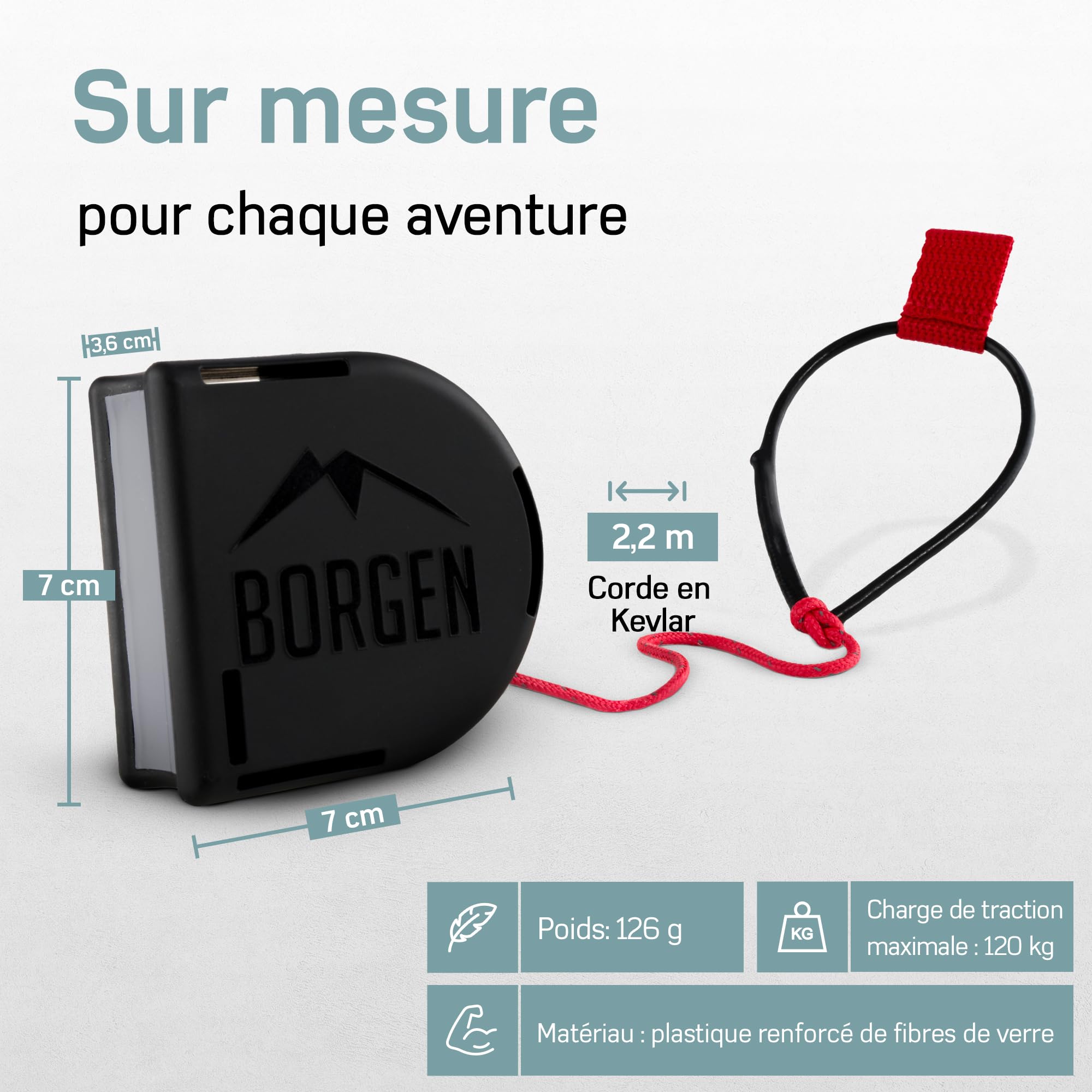 Borgen Corde de remorquage vélo pour Enfants et Adultes, Accrochage et Décrochage Sécurisés et Faciles, adapté pour Woom, Charge jusqu'à 120 kg.