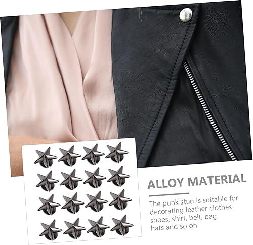 Miniatura 7 de EXCEART 50 piezas de clavos y tachuelas de estrella de aleación de 0.551 in con forma de estrella remache a presión botón punk con tornillos para