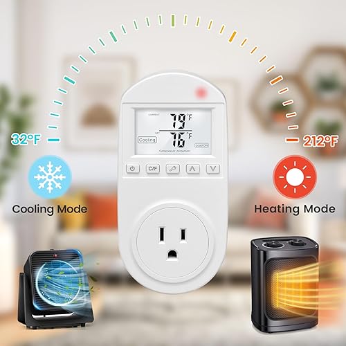 Miniatura 3 de Salida controlada por temperatura de refrigeración de calefacción, salida de termostato briidea compatible con aire acondicionado de ventana,