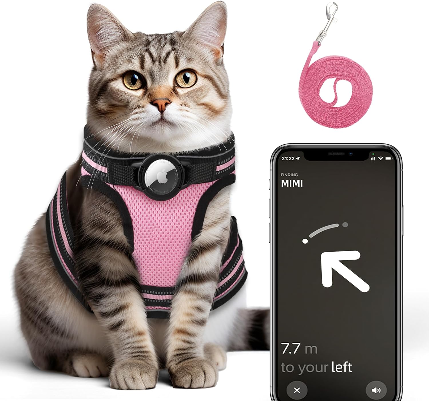 AirTag Cat Harness and Leash Set for Walking, Cat Harness
