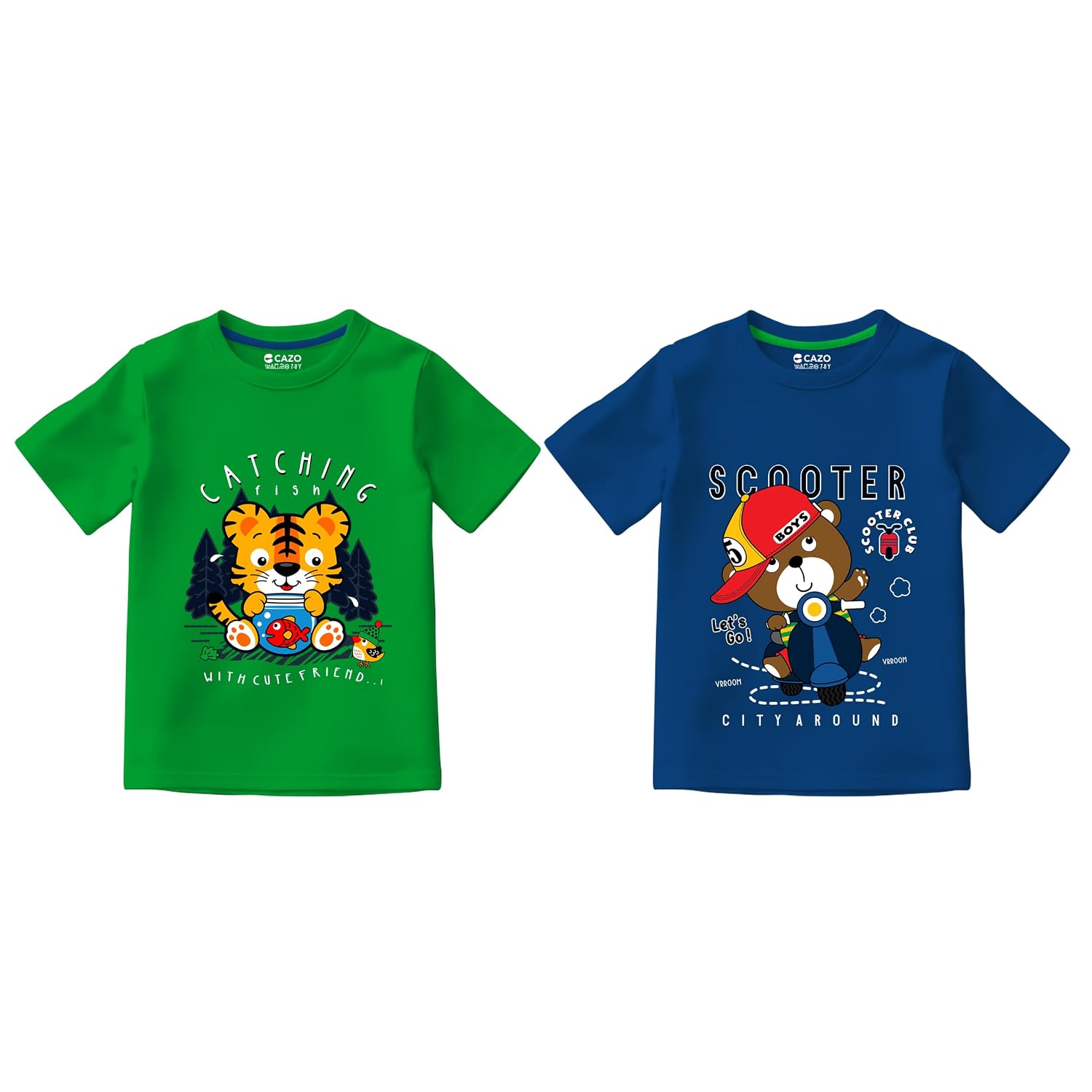 Cazo Boys Cotton Printed T-Shirt Combo Pack of 2 | Cartoon Graphic Tees | Soft & Comfortable Casual Wear for Kids (Multico... - Review, Price and Buying Guide