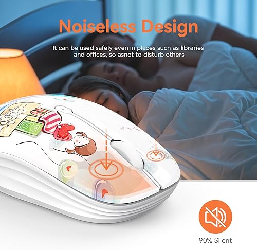 Miniatura 3 de Lindo ratón inalámbrico, silencioso modo dual Bluetooth ratones para portátil, iPad, Comupter, tableta con receptor USB (niña)