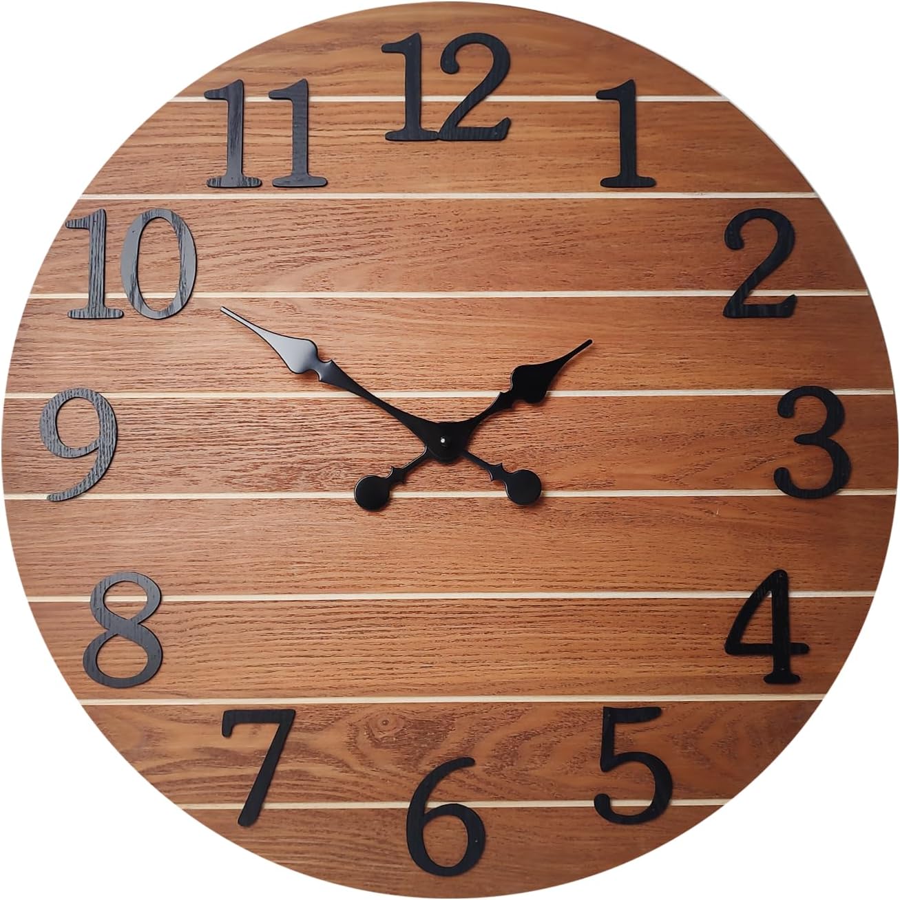 Decorative Clocks for Living Room 20 Inch Brown Solid Wood Wall Clock Silent Battery Powered Wall Clock Farmhouse 20 Inch Brown2