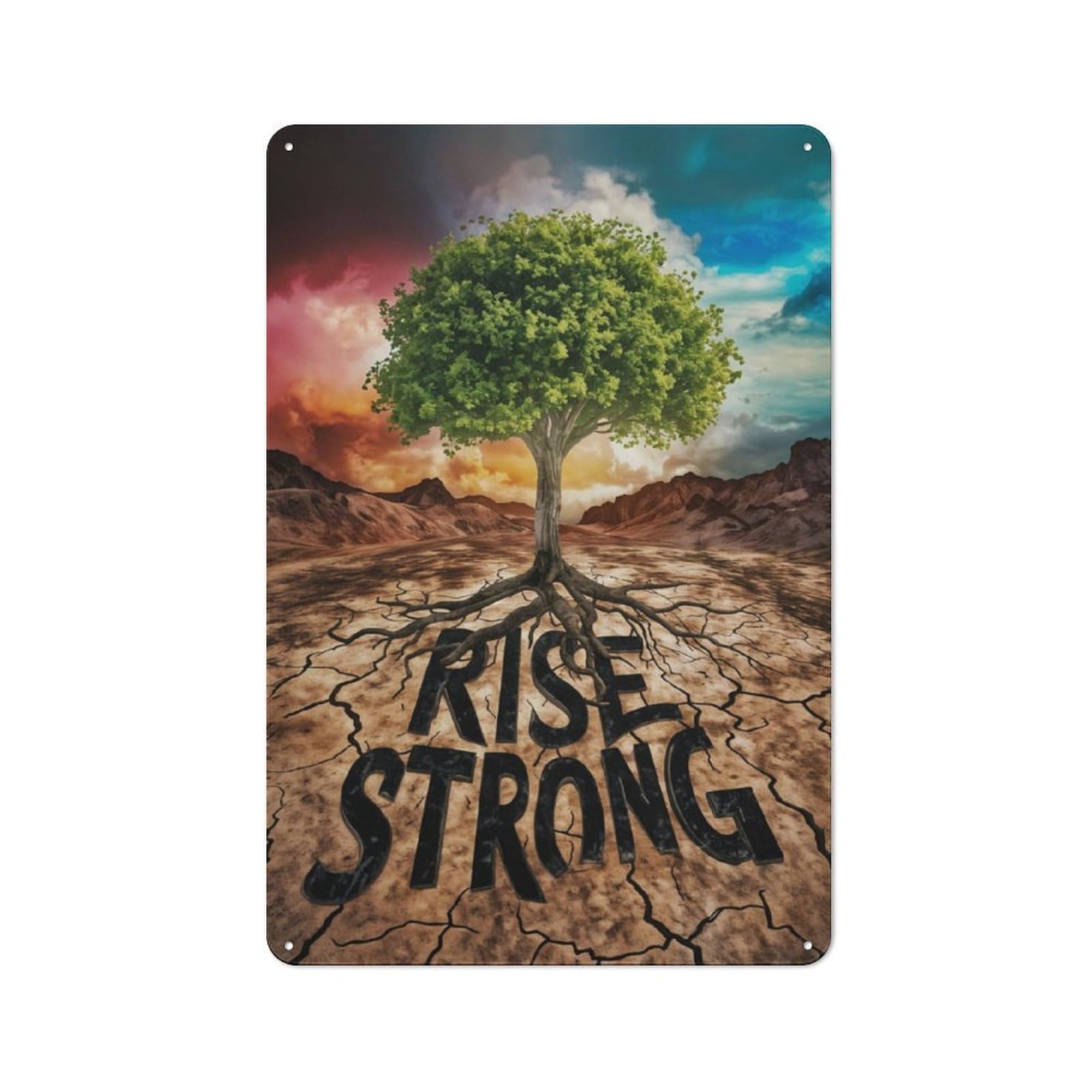 Junmoney Rise Strong Rustic Tin Sign 30X20cm For Man Cave Or Games Room, A Decorative Gift For A Newly Furnished Man Cave And Games Room