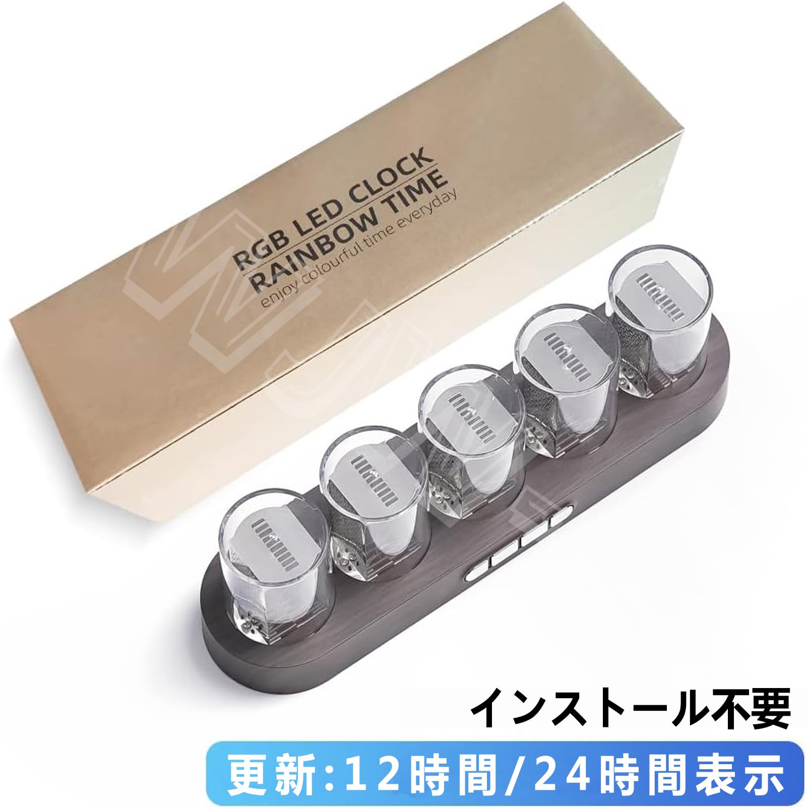 Amazon.co.jp: ニキシー管風置き時計 レトロモダン木製クロック 1600万