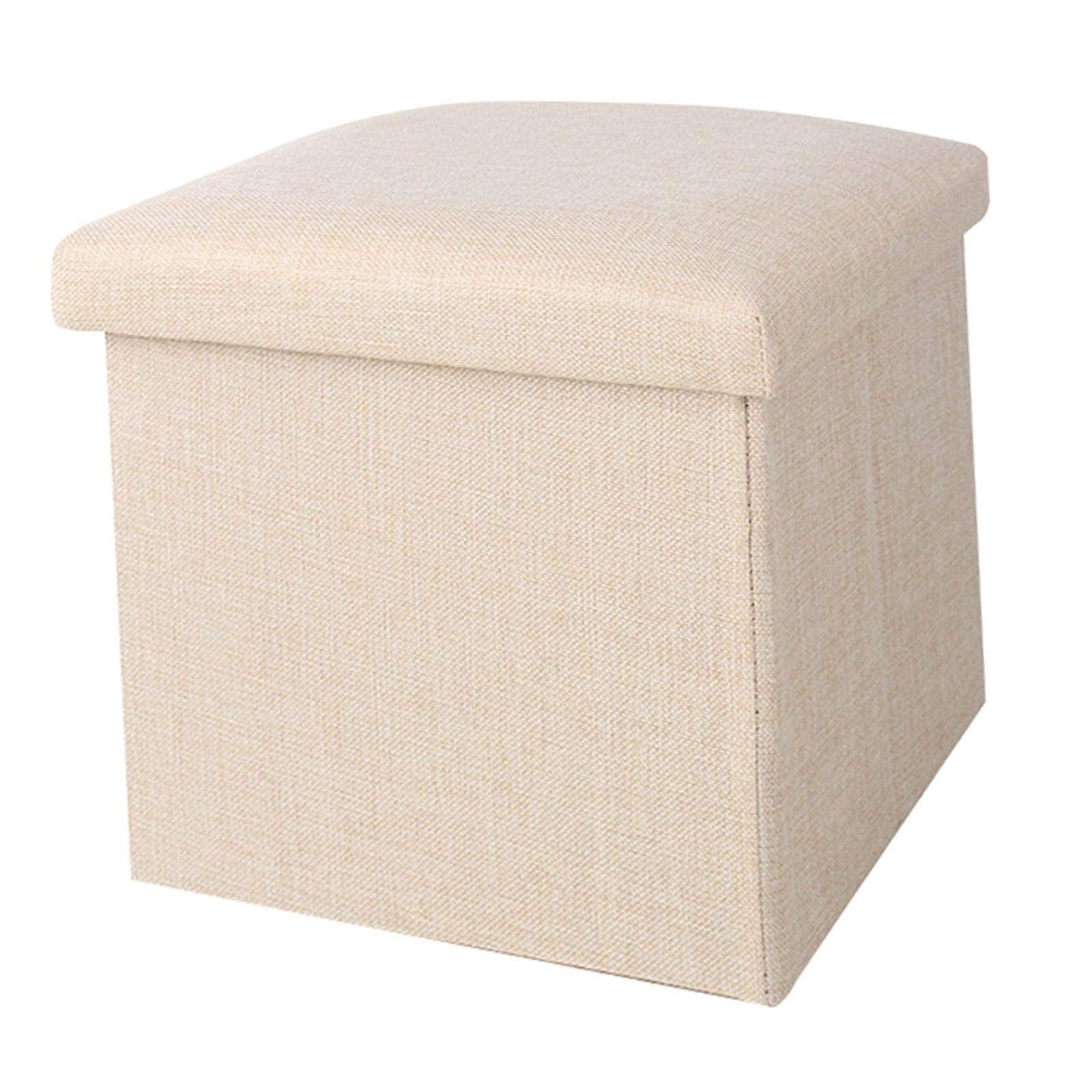Tabouret cube en lin de qualité : élégant repose-pieds et coffre de rangement