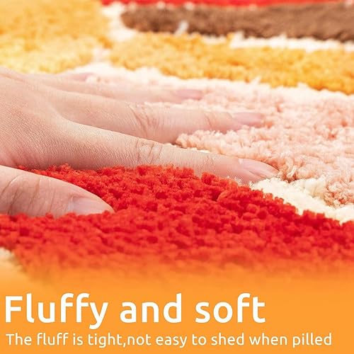 Miniatura 6 de Alfombra de baño retro para el sol, antideslizante medio redondo, absorbente de medio círculo, alfombra de baño semicircular, alfombra lavable para