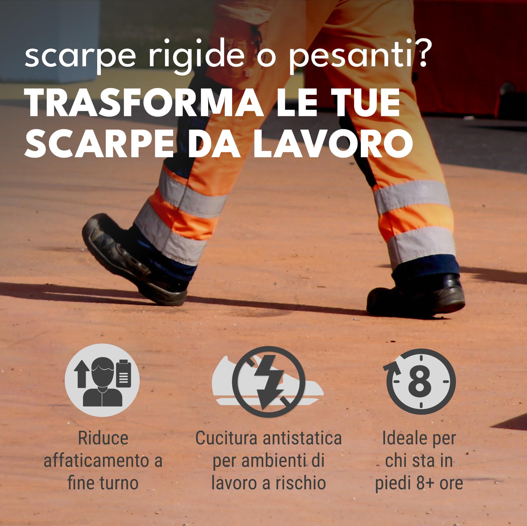 Saluber Solette Safety 401, Solette Scarpe Antinfortunistiche: Poron+ riduce l'affaticamento del piede, Carbone Attivo per Freschezza, Vero Cuoio per Comfort, con Cucitura Antistatica (44)