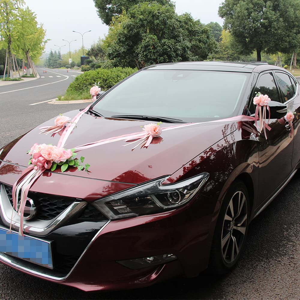 Décoration de Voiture pour Mariage - Couple de Mariés, Rose - Accessoires de Voiture de Mariage