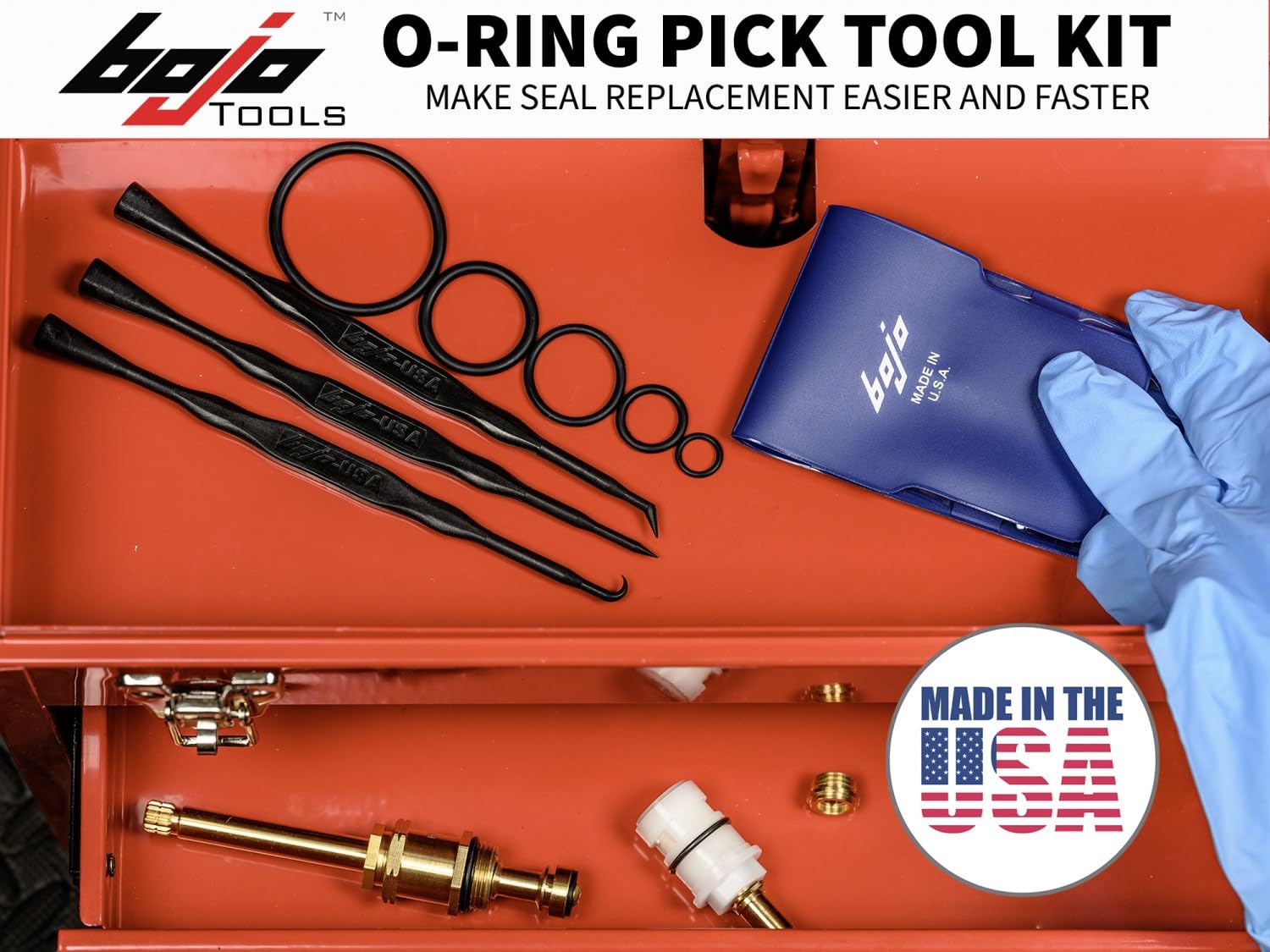 Bojo Tools - 3-Piece O-Ring Pick Tool Kit in Pouch - Heavy Duty