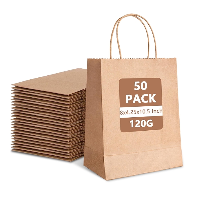 TOWRAP 茶色手提纸袋 50个装