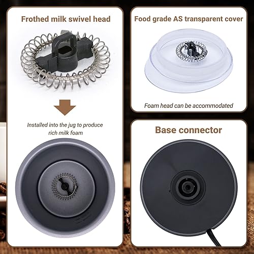 Miniatura 5 de Espumador de leche, espumador de leche eléctrico 4 en 1 y vaporizador, máquina automática de espuma caliente y fría de acero inoxidable, calentador