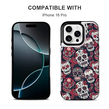 Amazon.co.jp: iPhone16 Proケース ドクロ柄 髑髅柄 骸骨柄