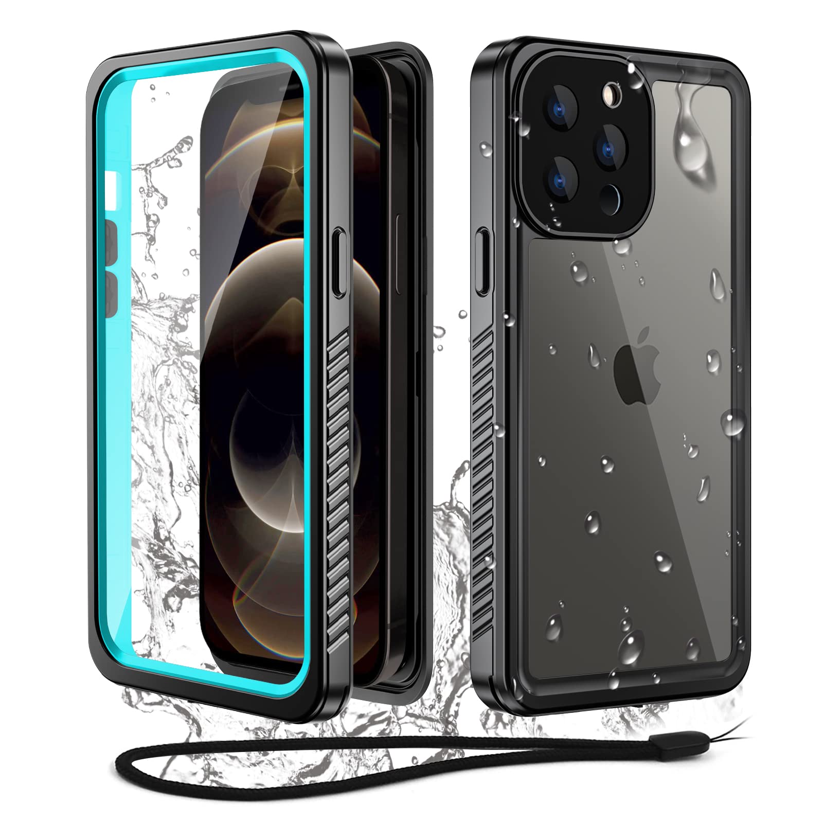 WIFORT for iPhone 12 Pro Waterproof Case - [Certified Water Proof & Military Protection] with [Built-in Screen Protector], Full Body Shockproof Phone