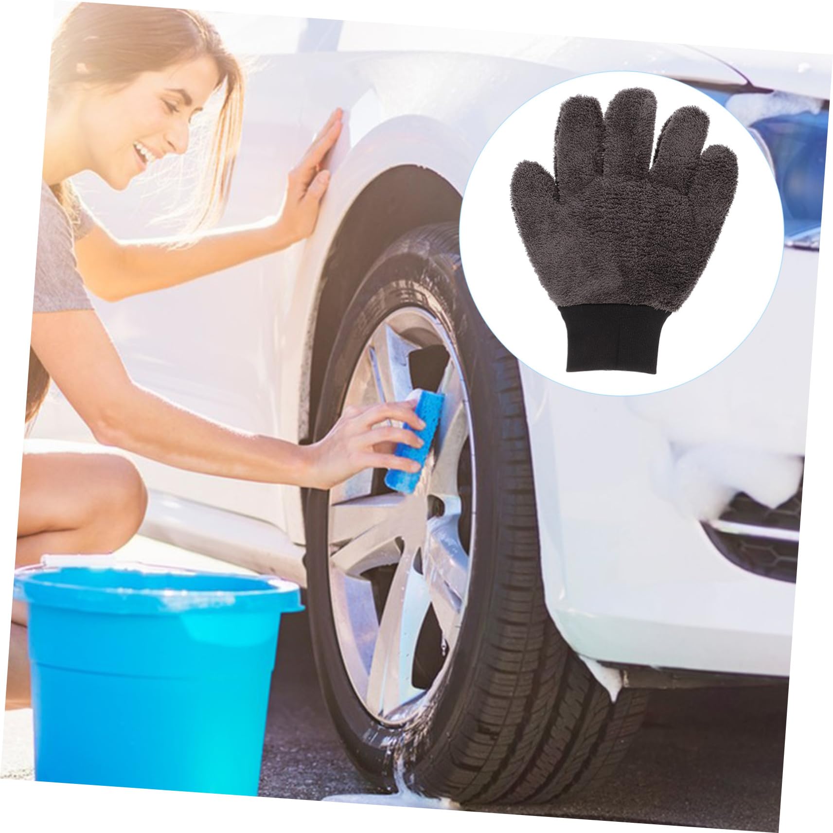 GLEAVI 5pezzi Guanto Per Lavaggio Auto Microfibra Guanto Pulizia Versatile Per Interni Ed Esterni Lavabile e Resistente Ottimo Per Superfici Domestiche e Veicoli