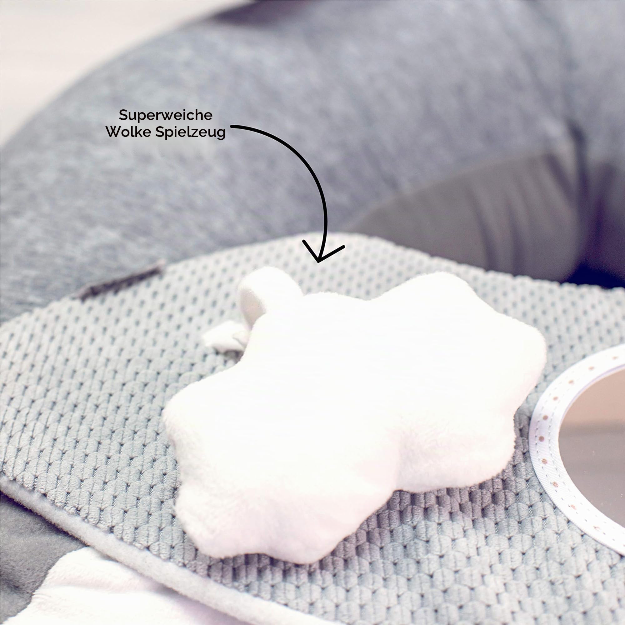 Nuby Penguin Sit-Me-Up Babyschale - Aufblasbarer Sitz auf dem Boden, Abnehmbares Tablett, Maschinenwaschbar, Geeignet ab 6 Monaten (Grau)