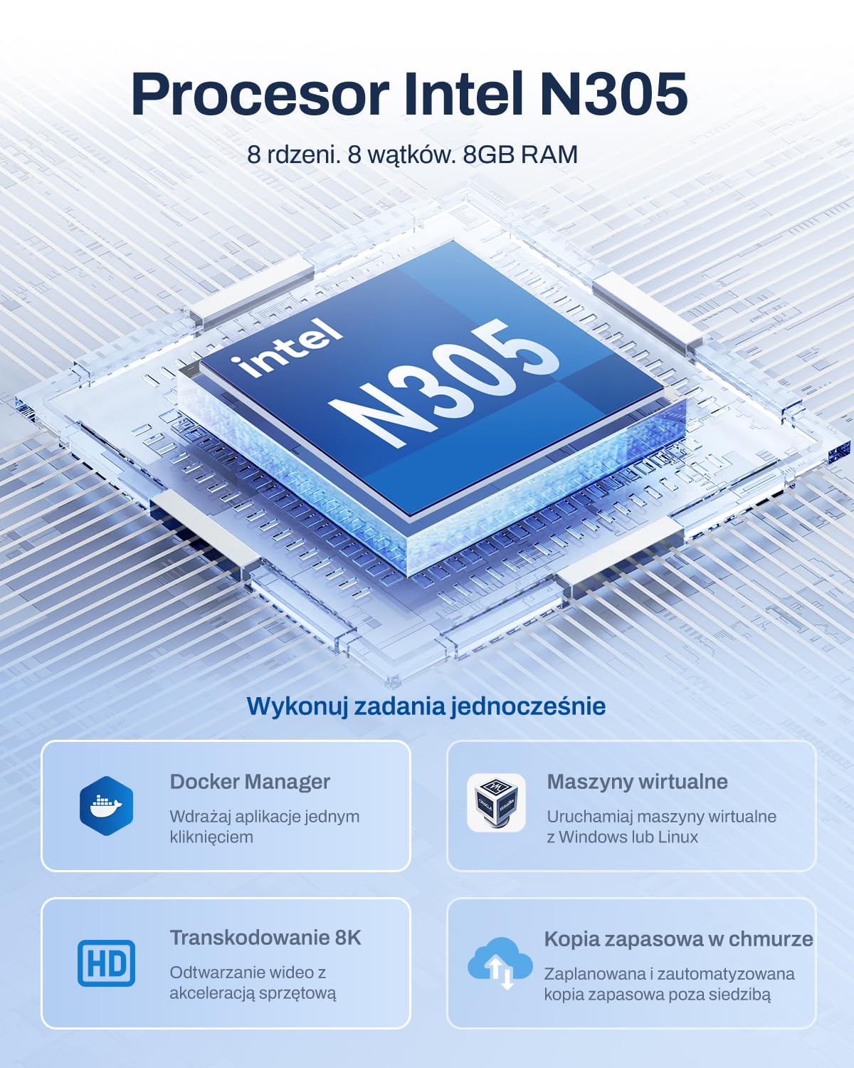 TERRAMASTER F4-425 Pro NAS – 4-Bay Intel N305 8-rdzeniowy, 8 GB RAM, 2x 5GbE LAN, 3x M.2-slot, AI-native TOS 7, OpenClaw, Sieciowa Pamięć Masowa dla Domu, Firmy i Serwera Multimediów(bez dysków)
