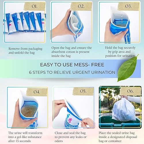 Miniatura 7 de Bolsa de orina, 1224 paquetes de 23.7 fl oz, bolsa de orina desechable para viajes, bolsa de orina portátil de emergencia y bolsas de vómito, bolsa