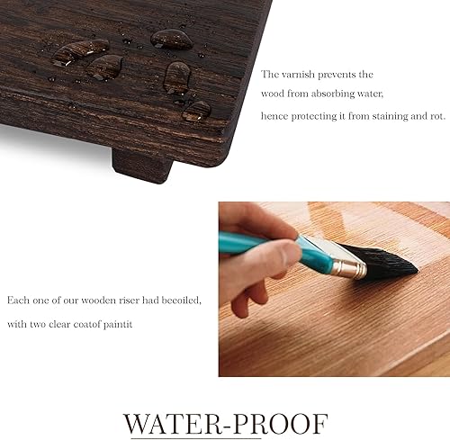 Vista 112 de zoocatia Bandeja de madera pequeña, soporte de pedestal para decoración de baño, decoración de baño, elevador de madera decorativo para cocina