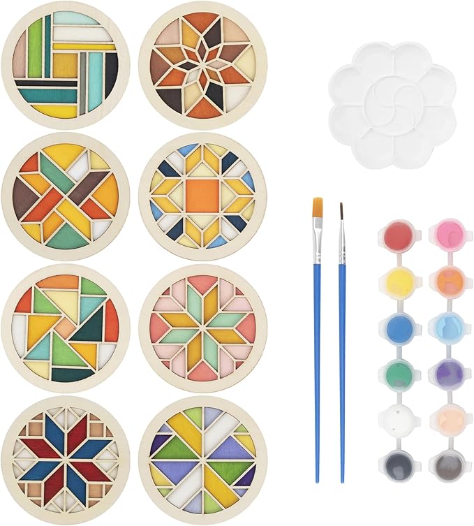 Temlum Paint Your Own Wooden Coaster Kit (Barn Quilt)