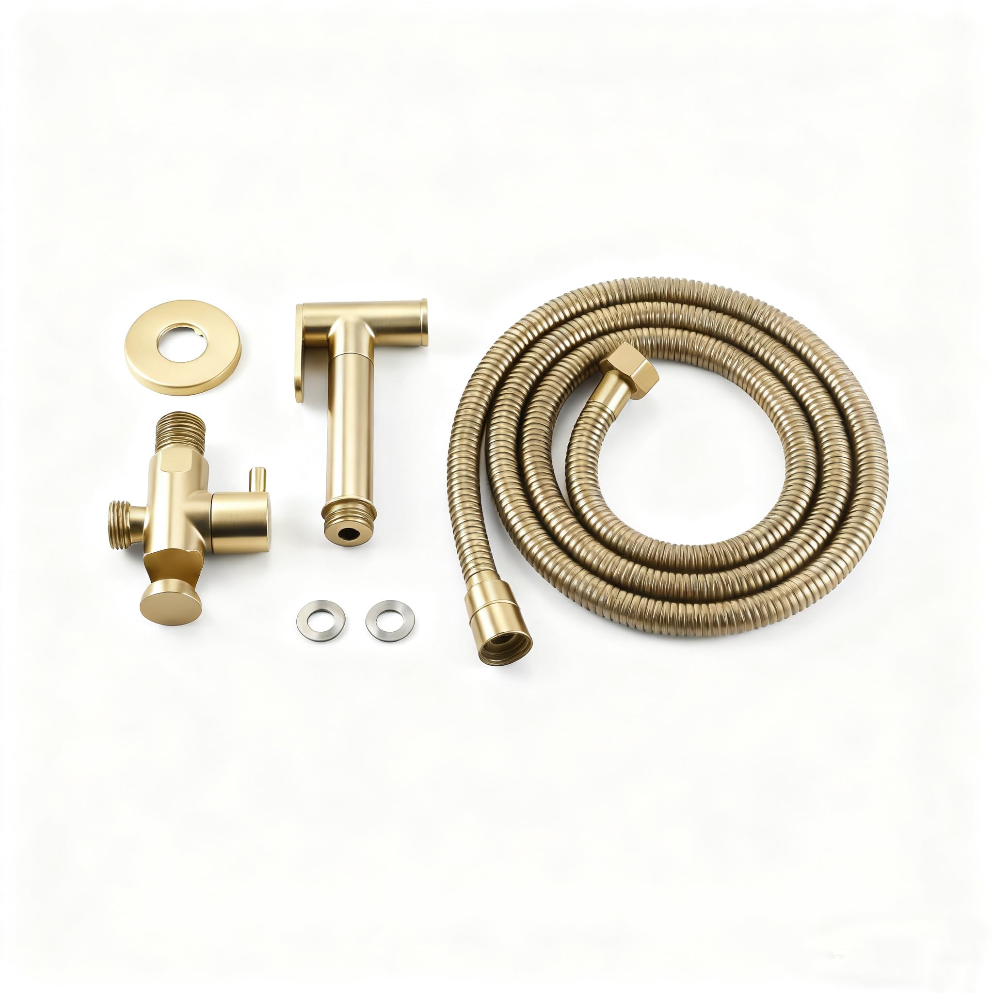 Oro Cepillado Kit de Rociador de Mano para Inodoro, Agua Fría Rociador de Bidé de Mano en Pared Latón Pulverizador de Bidé de Mano con Manguera de 1.5M y Soporte, para Higienico Personal, Duchas(Size: