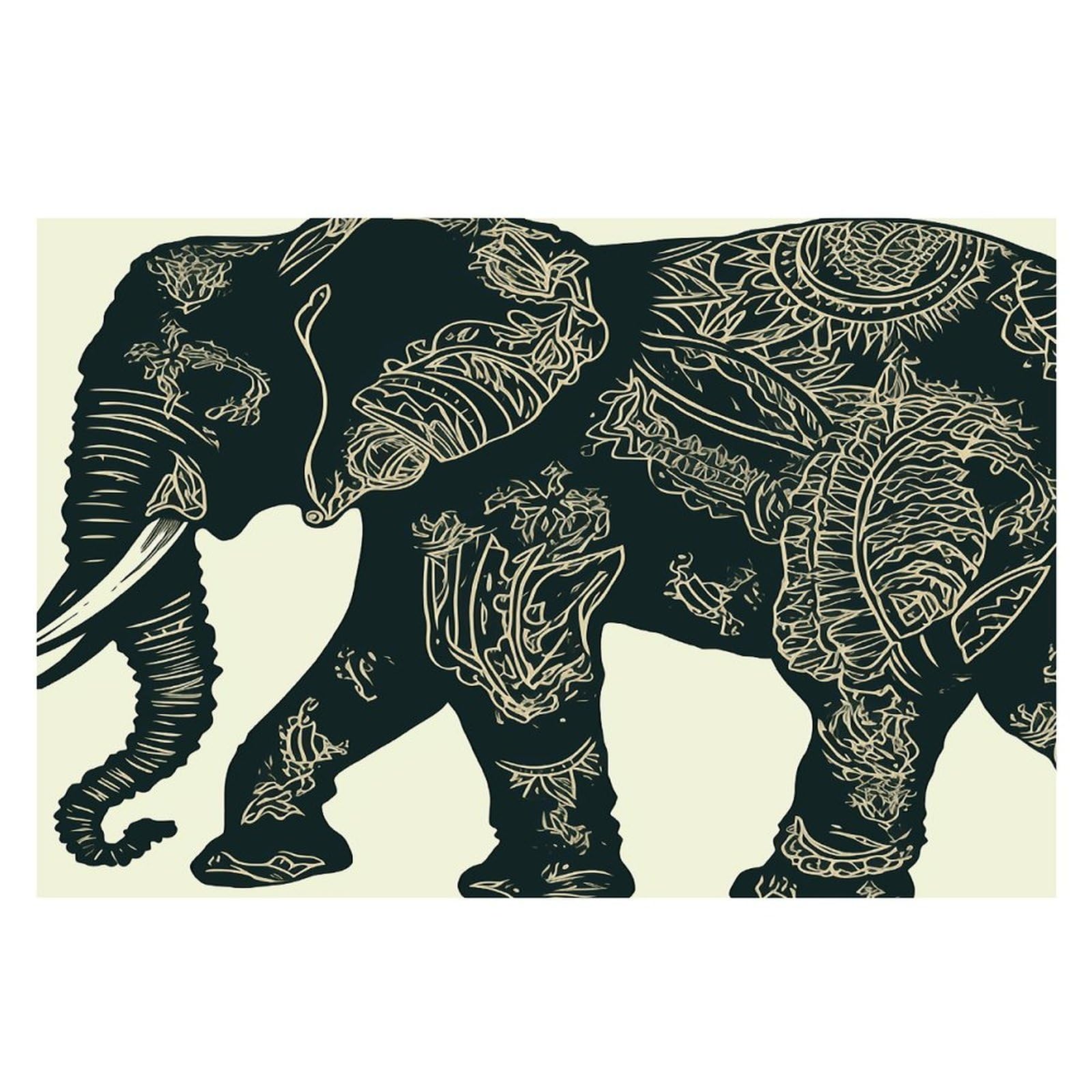 Elephant Placemats Wipeable Heat Resistant Table Mats Washable Flax Place Mats Elegant Cloth Non-Slip Placemat for Kitchen Dinning Party Table Decor 12 * 18 in