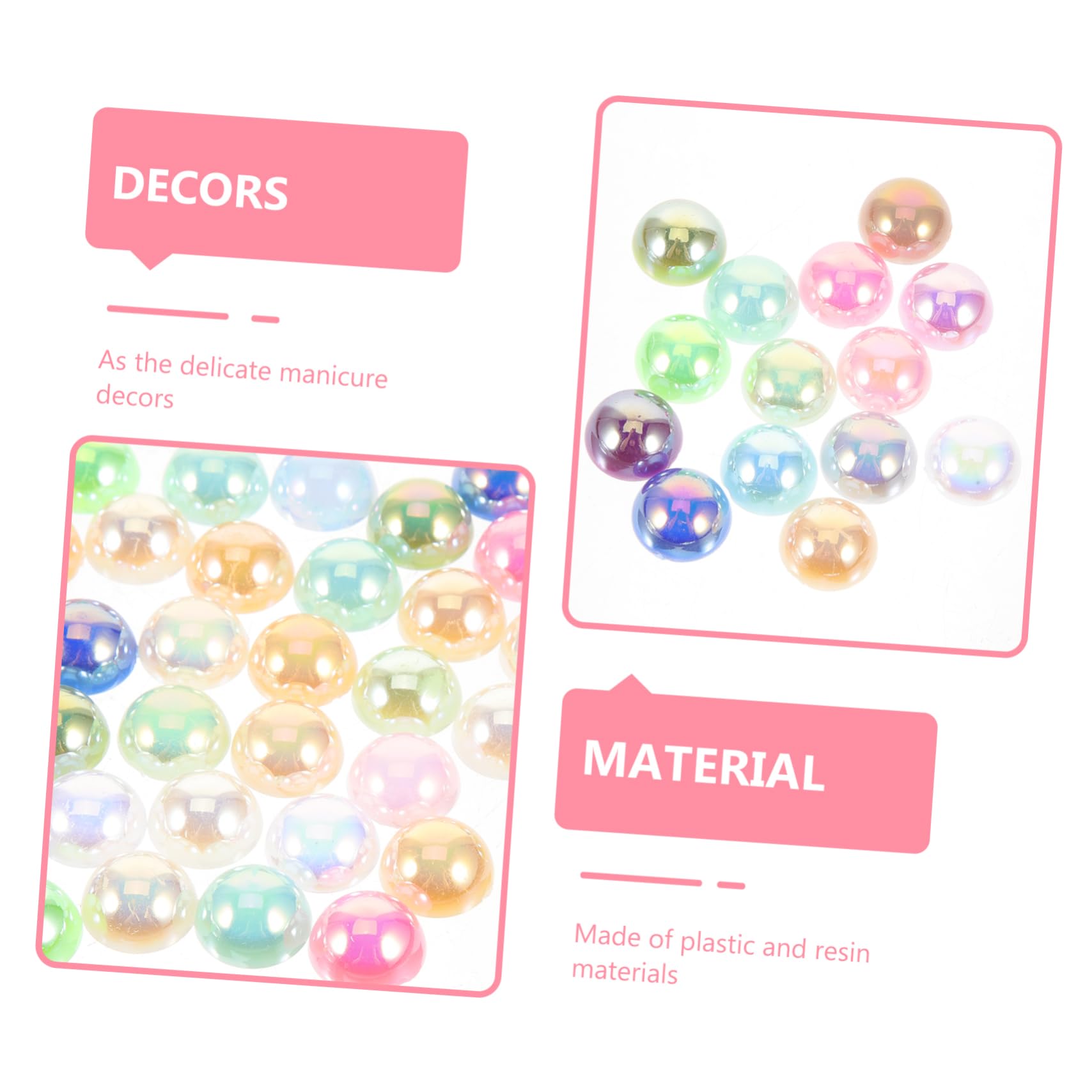 HOODANCOS 200pcs Flat Back Pearl Beads Resin Dome Pendants for Crafts Half Pearls Nail Art Decorations