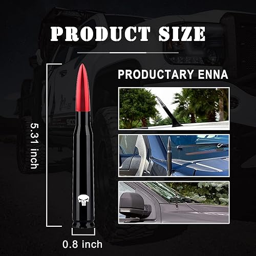 Miniatura 8 de Pack-1 - Antena tipo bala para automóvil, poste de antena de calavera de 5.4 pulgadas para GM Chevy Silverado 1500 2500 3500 HD Avalanche GMC Sierra