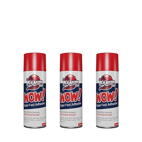 Kraken Bond Wow! Super Glue Accelerator Spray (16.90 onzas líquidas) CA Glue Activator Spray No pegamento Paquete de 3