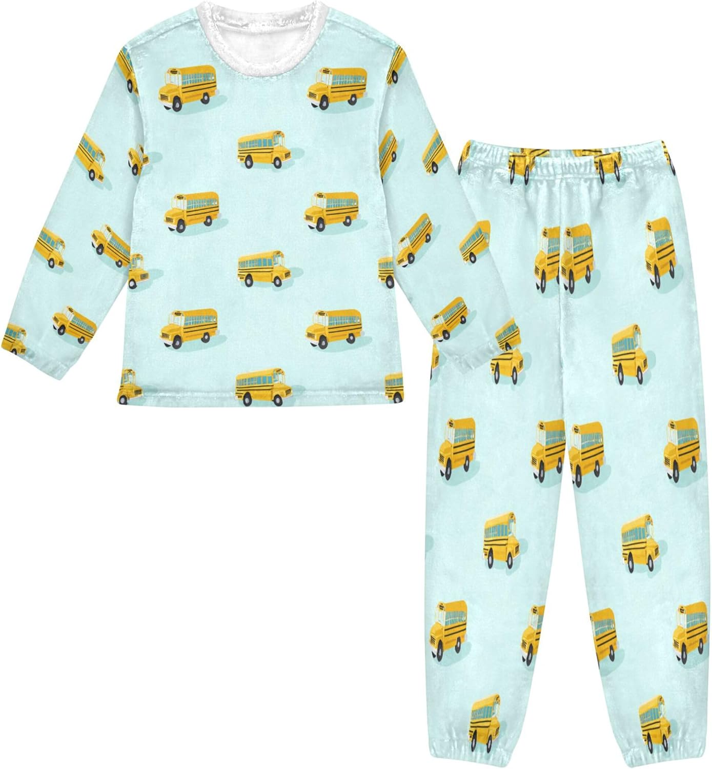 Fleece Pajama Sets Long Sleeve Top with Pants Soft Sleepwear 2 Piece Pjs Set