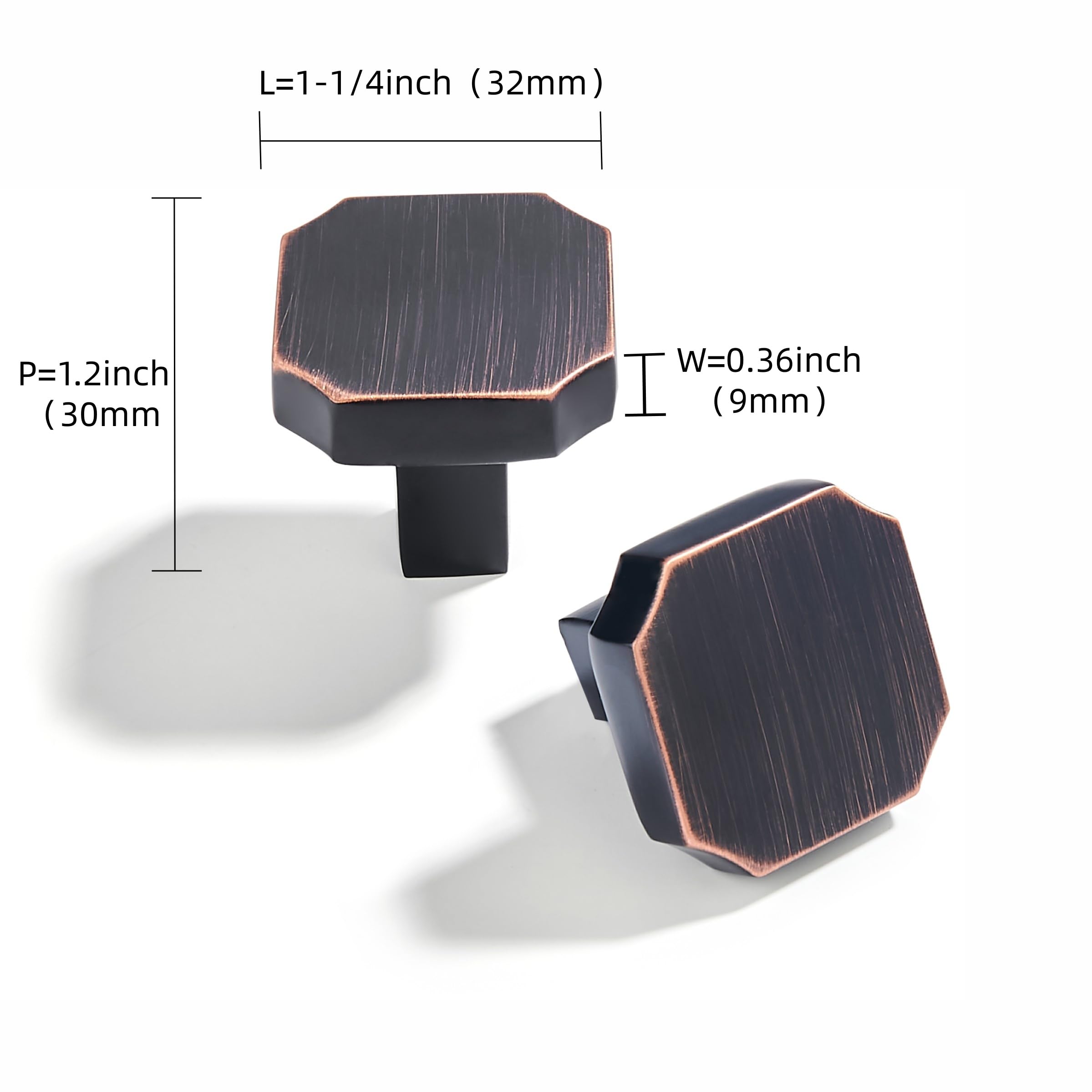 KHTUMEWARE-DB346 Geometric Knob, Oil Rubbed Bronze, 1-1/4 in (32 mm), 10-Pack in Oil Rubbed Bronze — KHTUMEWARE