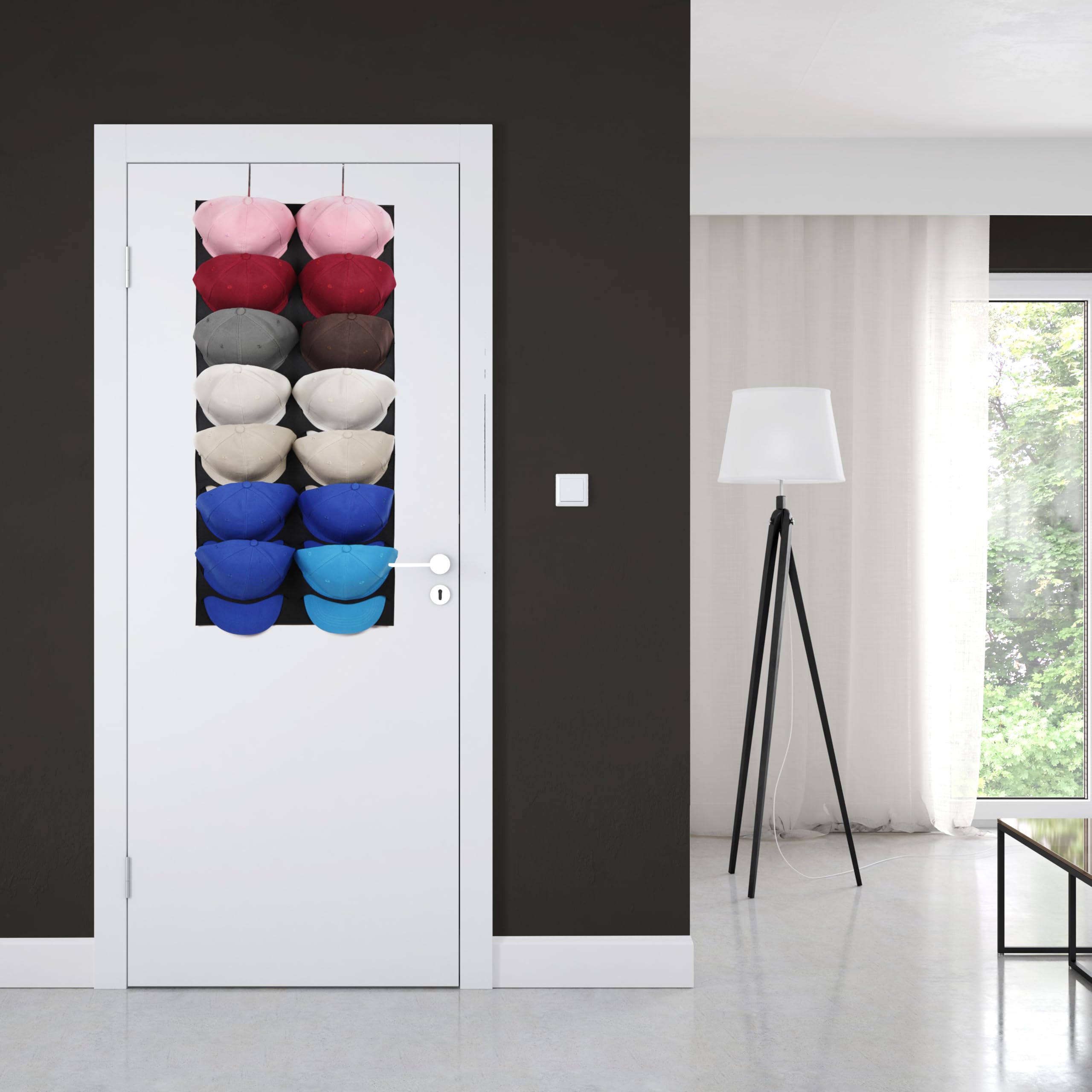 gaconjunct Over the Door Hat Organizer Hat Rack for Baseball Caps 14 Pocket Over Door Hat Rack with Hooks for Wall Closet Baseball Caps Holder for Door Hat Hanger Organizers and Storage Holder