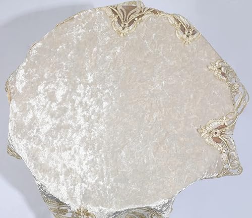 Miniatura 3 de vctops Mantel de retazos de encaje de damasco, cubierta de mesa cuadrada pequeña de lujo, elegante mantel de encaje bordado floral para fiesta,