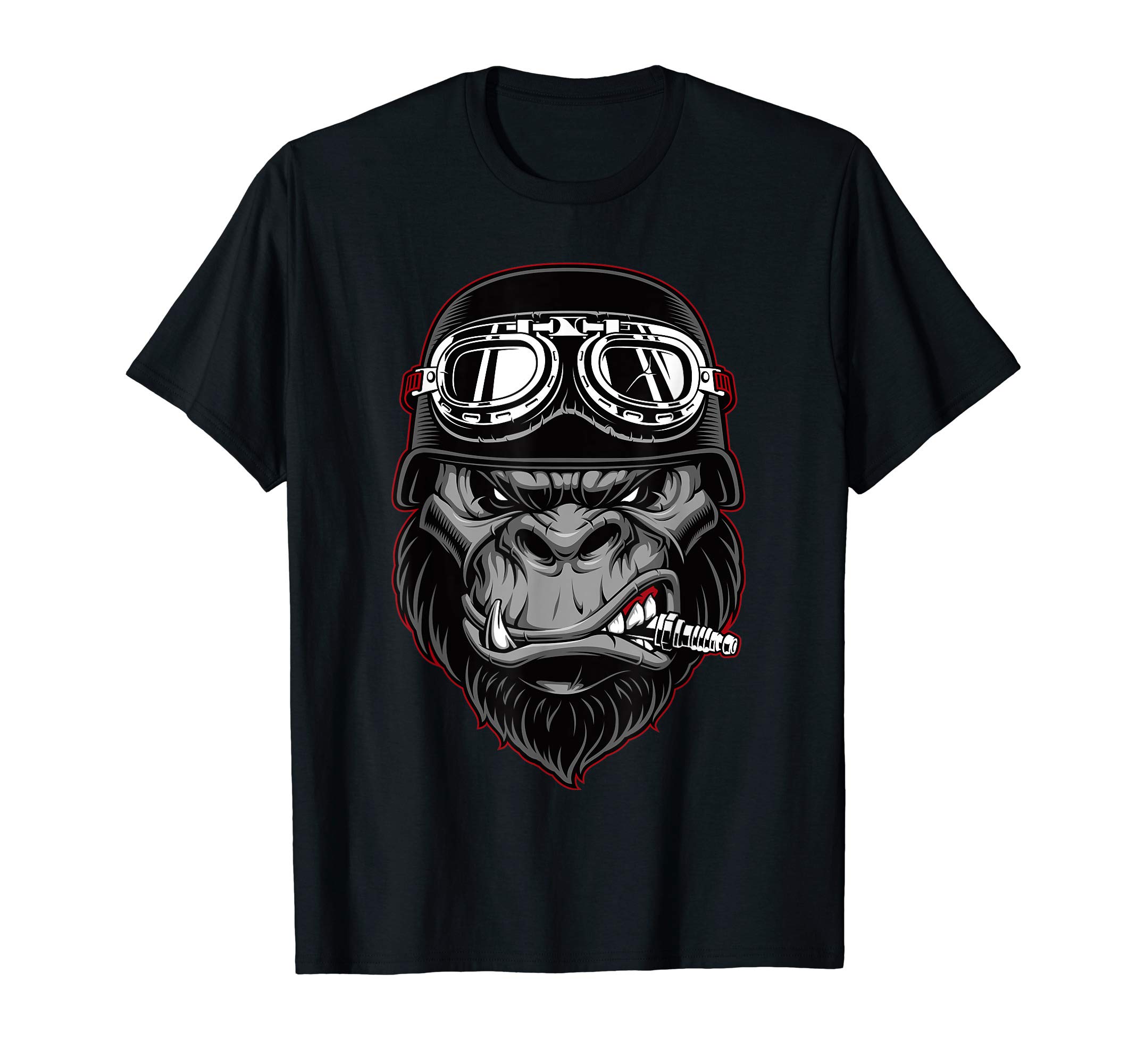 Biker Gorilla Motorcycle Silver Back Monkey Gift T-Shirt