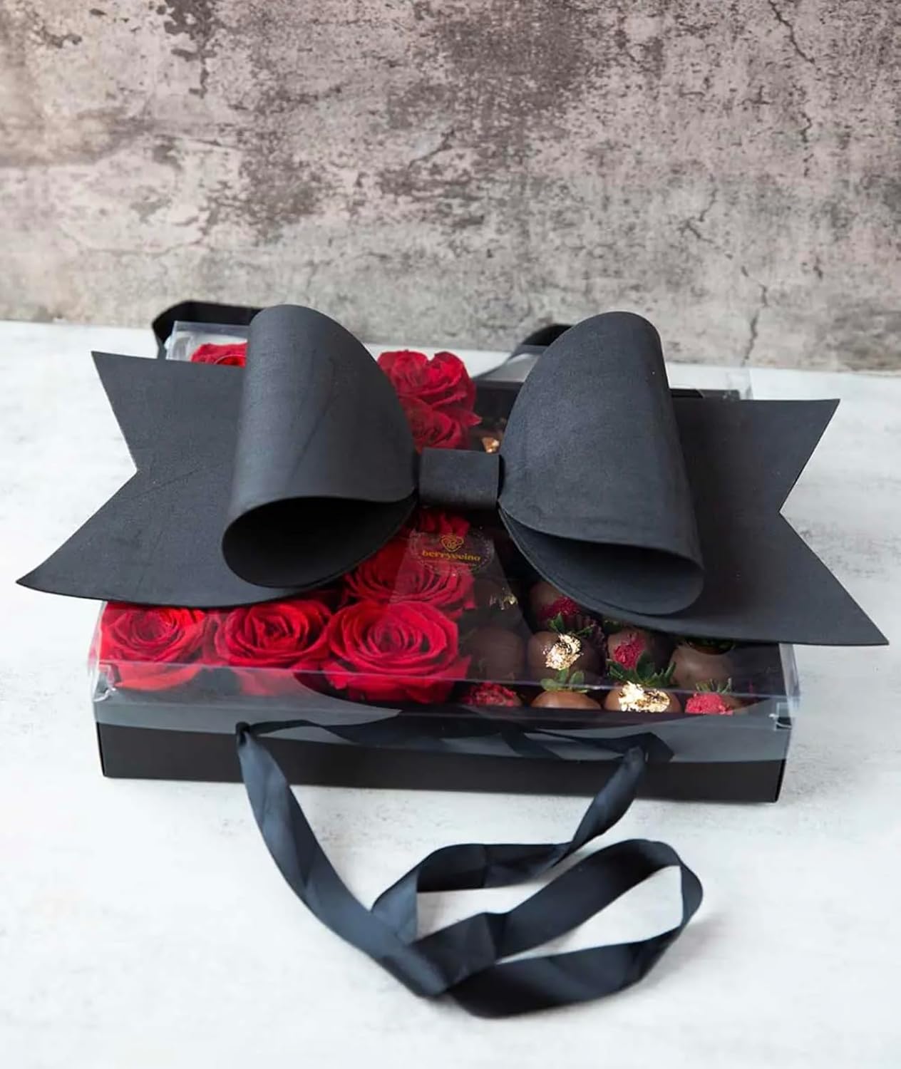 Large Gift Box with Big bow lid - set of 5 (Black)