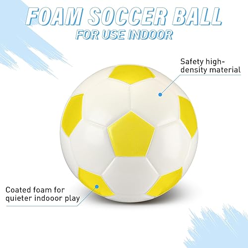 Miniatura 10 de Junkin 4 pelotas de fútbol de espuma suave para niños principiantes de 6 pulgadas, tamaño oficial 2 para interiores y exteriores, mini pelota de
