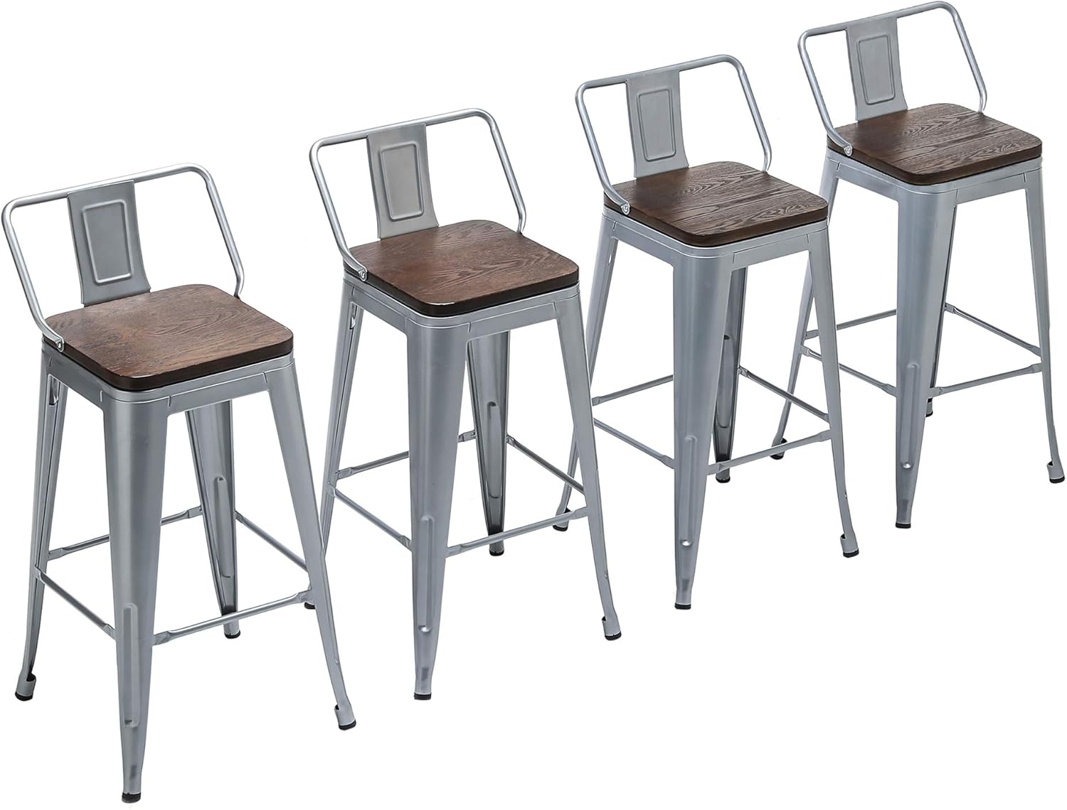Yongchuang 26" Metal Barstools Set of 4 Low Back Bar Stool Counter Height Bar Stools