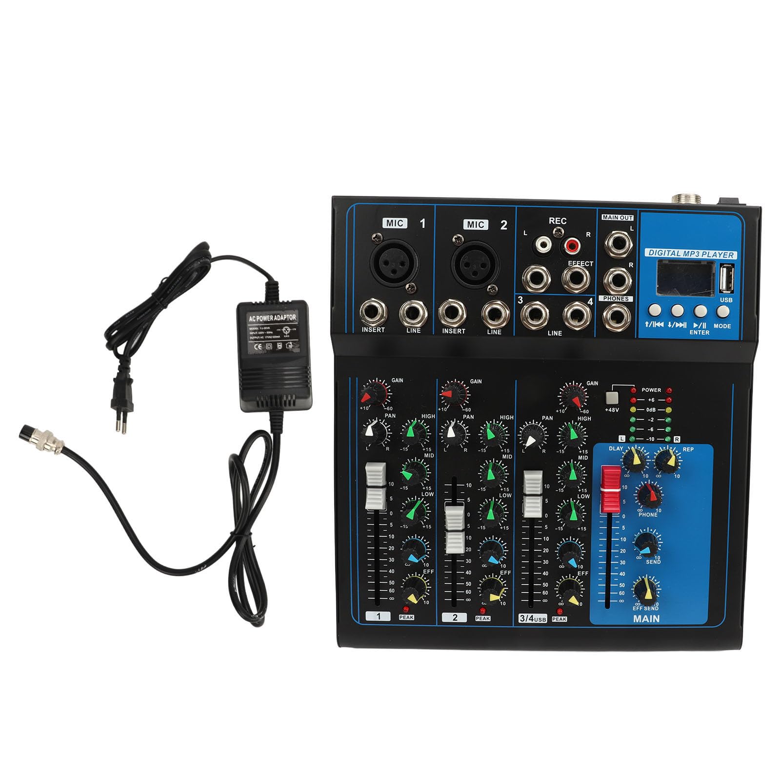 Mixer, Console per Tavola Armonica in Metallo con Regolazione Fine per Studio di Registrazione (Spina UE 220V)