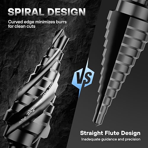 Miniatura 5 de Juego de brocas escalonadas de acero cobalto - Adecuado para metales, especificaciones de 14 a 1-38 pulgadas, brocas de paso de impacto con
