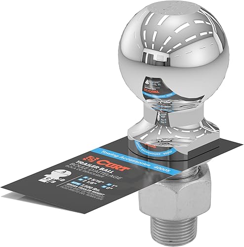 Miniatura 4 de CURT 40005 Bola de enganche cromada para remolque, 7,500 libras, 2-516 pulgadas de diámetro, 1 vástago de 2-18 pulgadas