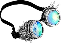 Vista 93 de Gafas de caleidoscopio retro con pinchos, gafas de cristal arcoíris steampunk estilo soldadura, gafas de cosplay punk