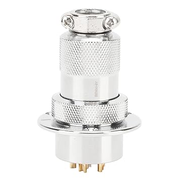 Wedinard Aviation Plug Socket, Light Weight Aviation Plug Connector Simple Operation Zinc Alloy Housing Copper Plated Silver Connector (6 Pin)