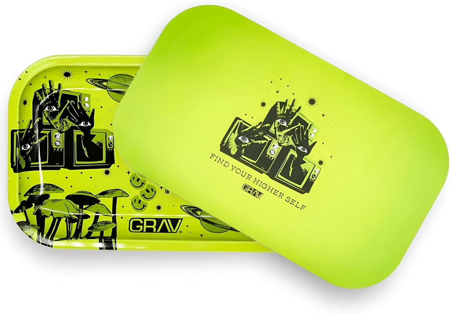 GRAV Metal Rolling Tray with Magnetic Lid (Find Your Higher Self)